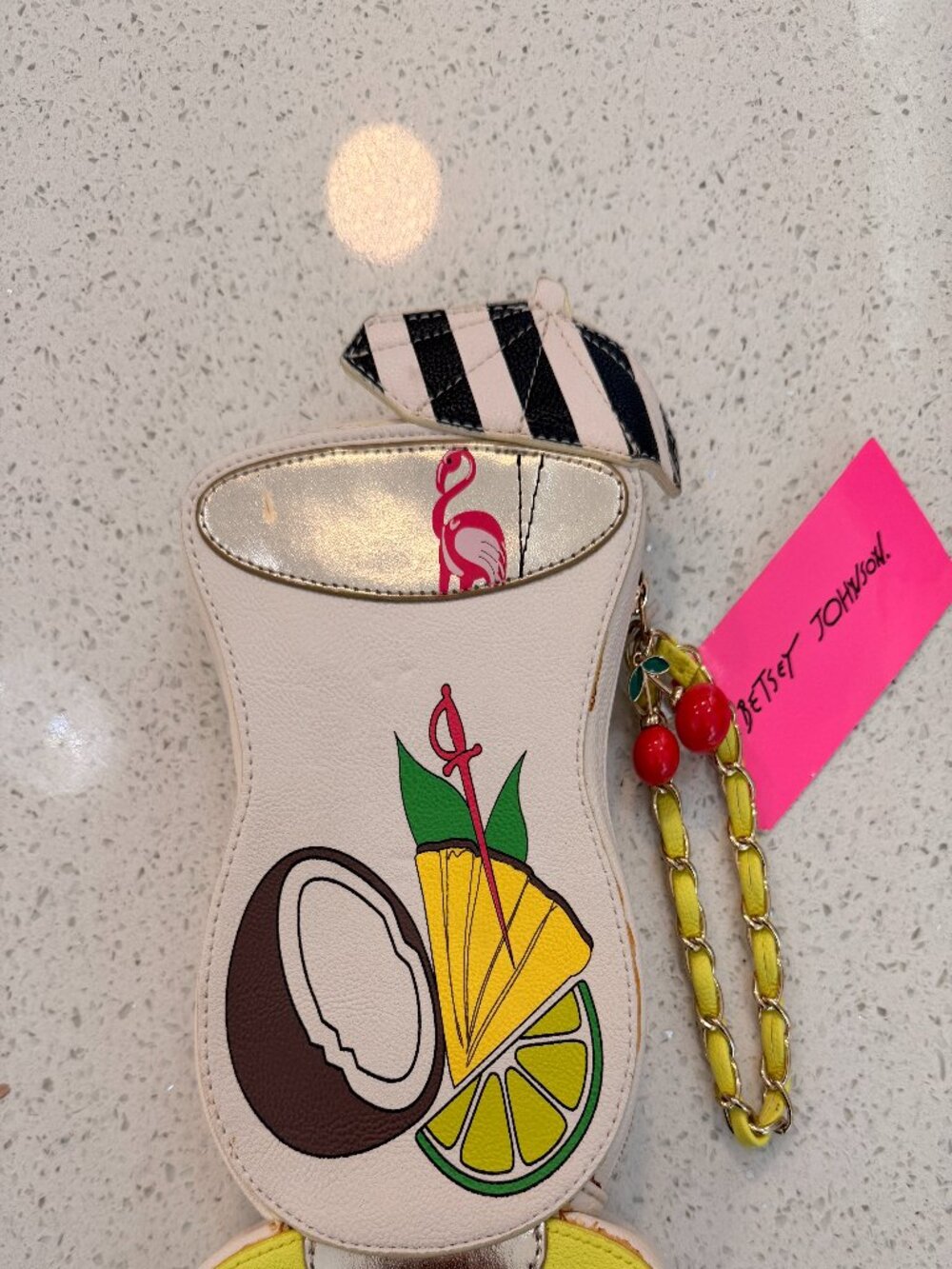 Betsey Johnson Pina colada cocktail wristlet